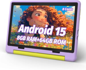 kids tablet, android 14 tablet for kids 10 inch octa core with case, 64gb 1tb